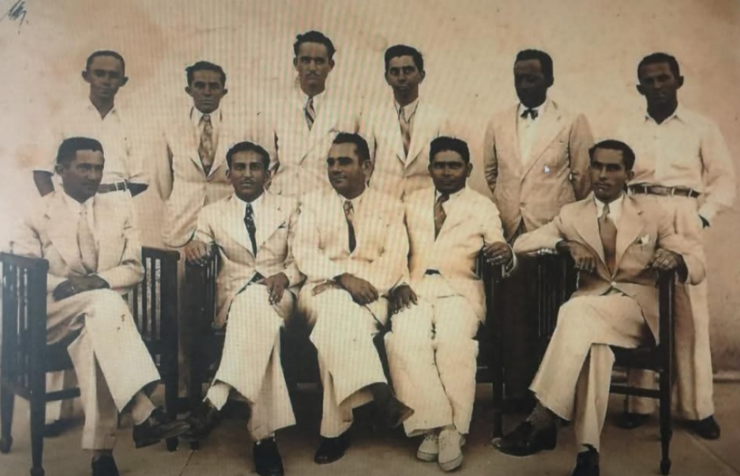 Da esquerda à direita: Raimundo Firmino de Oliveira, Aldemir Pessoa Fernandes, Ezequiel Fernandes, Pedro Fernandes e Raimundo Nonato A. Fernandes, sócios de Alfredo Fernandes & Cia Ltda.
