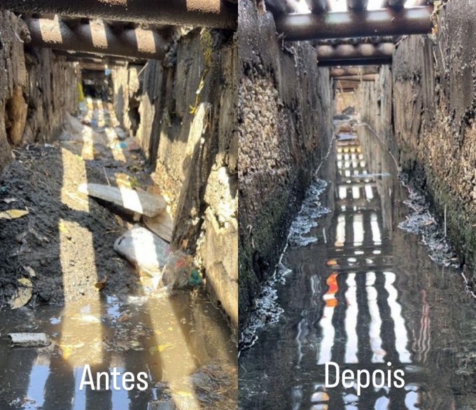 Além de detritos normais,muito entulho é jogado em galerias; limpeza é profunda (Fotos: PMM)