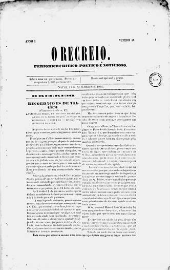 Reprodução do jornal O Recreio (Fonte: Hemeroteca Digital Biblioteca Nacional)