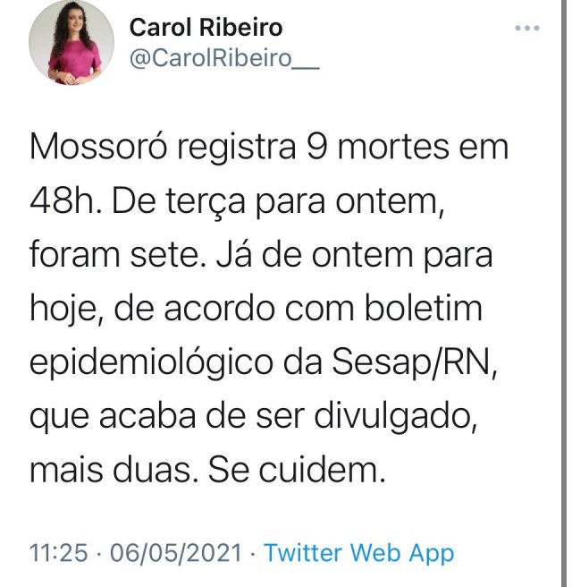 Nove mortes em 48 horas em Mossoró 06-05-21