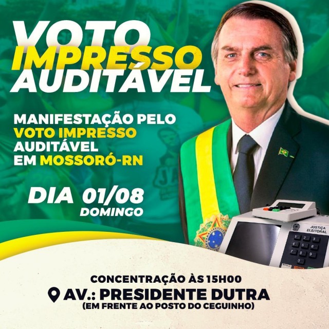 Bolsonaro, bolsonaristas fazem convocaçao para movimentação pelo voto impresso e auditável