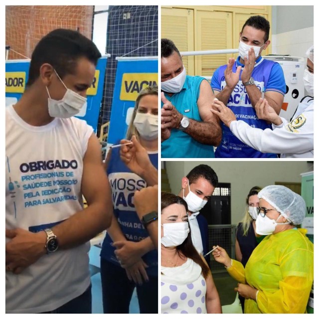 Allyson, dona Maria das Neves e "Seu Dedé": vacinas (Fotomontagem do Canal BCS)