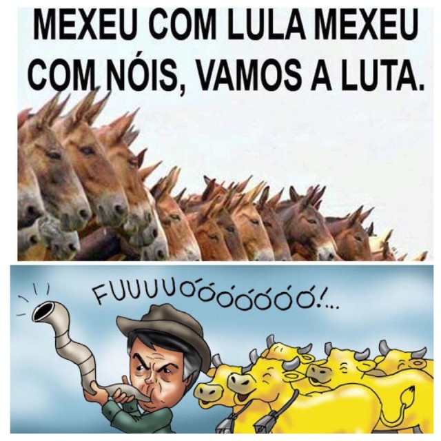 Charges com Gado de Bolsonaro e Jumento de Lula