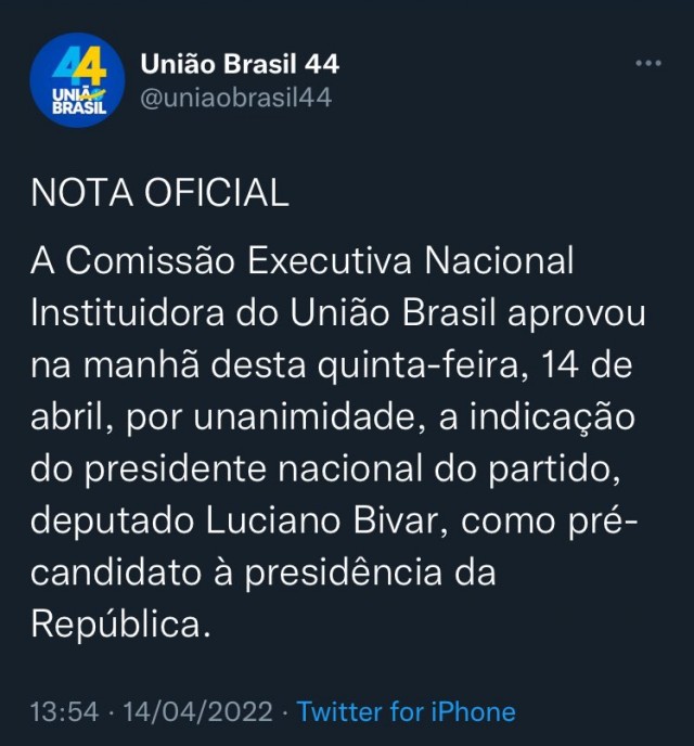 União Brasil aprova Luciano Bivar como pré-candidato à Presidência da  República