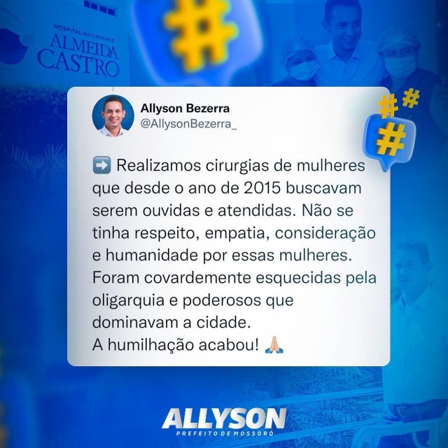 Cirurgias ginecológicas - fim - prefeito Allyson Anuncia