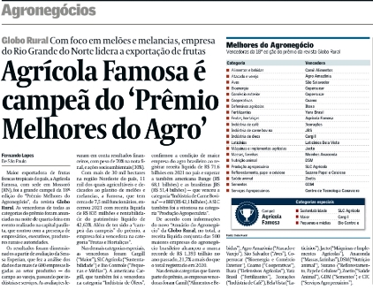 Bem Brasil é vencedora na Categoria Alimentos e Bebidas no Prêmio Melhores  do Agronegócio 2023 da Globo Rural