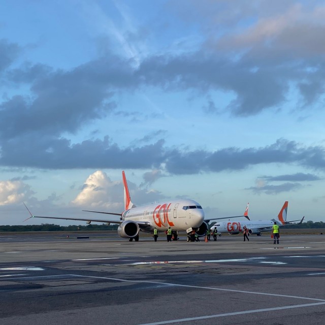 Aeronave pousou nesse domingo no Aeroporto Internacional Aluízio Alves, em São Gonçalo do Amarante (Foto: Molga Freire)