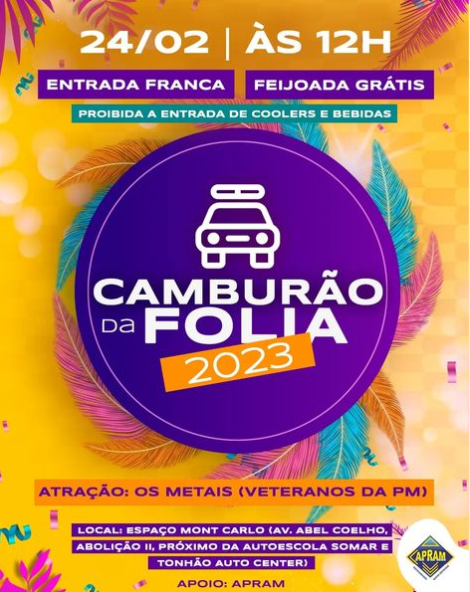 “Camburão da Folia” acontecerá nessa sexta-feira, 24
