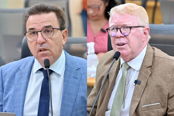 Luiz Eduardo citou atraso de terceirizados, Ubaldo mostrou problema com Cosern (Foto: João Gilberto)