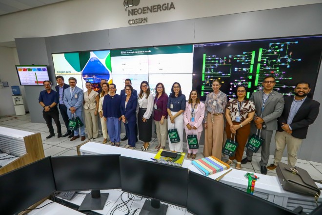 Equipes da Neoenergia Cosern e TRE-RN visitam o Centro de Operações Integradas (COI), em Natal, para conhecer detalhes da Operação Eleições 2026 (Foto: Canindé Soares/Divulgação Neoenergia Cosern)